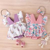 Cotton lace Baby Jumpsuit with hair accessory printed PC