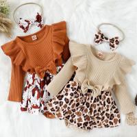 Cotton Baby Jumpsuit with hair accessory printed leopard PC