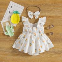Cotton Baby Jumpsuit with hair accessory printed white PC