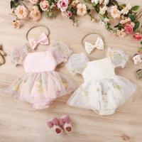 Cotton Baby Jumpsuit with hair accessory embroidered shivering PC