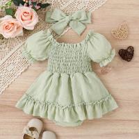Cotton Baby Jumpsuit with hair accessory jacquard shivering PC