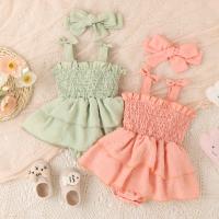 Cotton Baby Jumpsuit with hair accessory jacquard PC