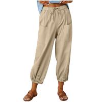 Cotton Linen Nine Point Pants & Plus Size Women Casual Pants & loose Solid PC