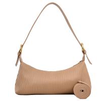 PU Leather Easy Matching Shoulder Bag attached with hanging strap striped PC