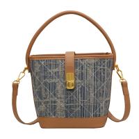 PU Leather & Denim Easy Matching Handbag attached with hanging strap Argyle PC