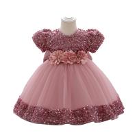 Sequin & Gauze & Cotton Soft & Ball Gown Girl One-piece Dress & breathable Solid PC