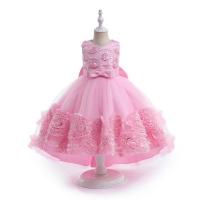 Gauze & Cotton Soft & Ball Gown Girl One-piece Dress & short front long back Solid PC