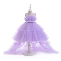 Gauze & Cotton Soft & Ball Gown Girl One-piece Dress & short front long back Solid PC