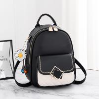 PU Leather Easy Matching Backpack with hanging ornament & One Shoulder Solid PC
