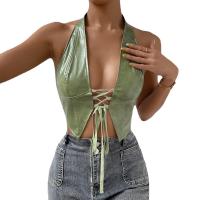 Spandex & Polyester Camisole midriff-baring & hollow green PC