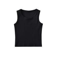 Polyester Slim Tank Top & hollow patchwork Solid PC