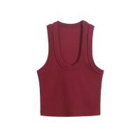 Polyester Slim Tank Top midriff-baring patchwork Solid PC