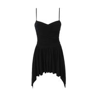 Polyester High Waist Slip Dress backless patchwork Solid PC