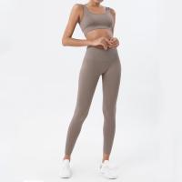 Poliamida & Spandex Conjunto de ropa de yoga para mujer, Sujetador deportivo & Pantalones, Sólido, más colores para elegir,  Conjunto