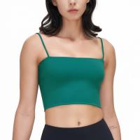 Polyamide & Spandex Quick Dry Camisole midriff-baring & padded plain dyed Solid PC