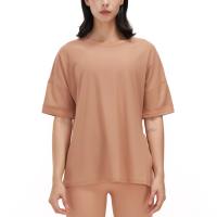 Polyamide & Spandex Quick Dry Women Yoga Tops & loose plain dyed Solid PC