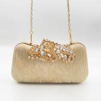 Metal hard-surface & Easy Matching Clutch Bag with chain & with rhinestone gold PC