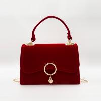Velour Easy Matching & Bridal Purse Clutch Bag with chain red PC