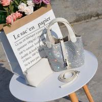 PU Leather Easy Matching & Bucket Bag Handbag attached with hanging strap & with rhinestone PC