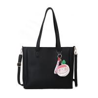 PU Leather Easy Matching Shoulder Bag with hanging ornament & large capacity & attached with hanging strap PC
