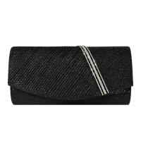Polyester Easy Matching Clutch Bag with chain & with rhinestone black PC