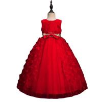 Gauze & Cotton Princess Girl One-piece Dress Cute & large hem design Solid PC