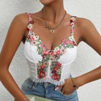 Polyester Camisole midriff-baring & skinny printed floral white :L PC