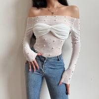 Polyester Women Long Sleeve Blouses & skinny white PC