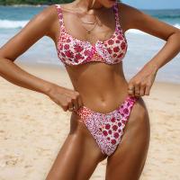 Polyester Bikini Imprimé Floral plus de couleurs pour le choix Ensemble