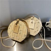 Straw & PU Leather Handbag bun & soft surface & attached with hanging strap shivering PC
