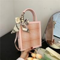 PU Leather with silk scarf & Bucket Bag Handbag attached with hanging strap PC