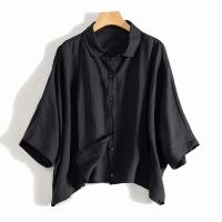 Cotton Linen Women Three Quarter Sleeve Shirt & loose Solid PC