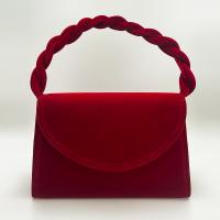 Velour Easy Matching & Bridal Purse Clutch Bag with chain Solid red PC