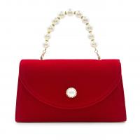 Suede Easy Matching & Bridal Purse Clutch Bag with chain red PC