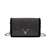 PU Leather Box Bag & Easy Matching Crossbody Bag with rhinestone antler pattern black PC