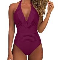 Spandex One-piece Swimsuit backless & breathable & skinny style stretchable Solid PC