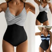 Polyester High Waist One-piece Swimsuit & breathable & skinny style stretchable PC