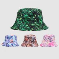 Polyester Bucket Hat sun protection & unisex & breathable printed leaf pattern : PC