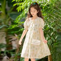 Polyester Meisje Eendelige jurk Zak Afgedrukt Bloemen meer kleuren naar keuze stuk