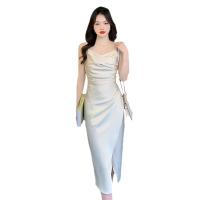 Polyester High Waist Slip Dress side slit Others PC