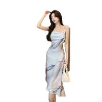 Polyester Waist-controlled & High Waist Slip Dress irregular & backless patchwork Others PC