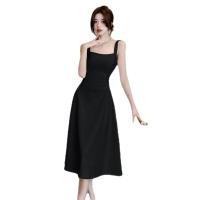 Polyester Waist-controlled & Slim & High Waist Slip Dress backless patchwork Solid PC