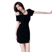 Polyester Waist-controlled & Slim & High Waist Sexy Package Hip Dresses & hollow patchwork Solid PC