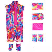 Polyester Men Casual Set four piece & three piece short & top & coat printed pink Set