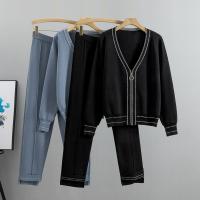 Polyester Frauen Casual Set, Lange Hose & Mantel, Solide, mehr Farben zur Auswahl,  Festgelegt