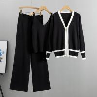 Viscose Fiber Women Casual Set three piece Long Trousers & camis & coat : Set