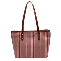 Canvas Easy Matching Shoulder Bag large capacity PU Leather striped PC
