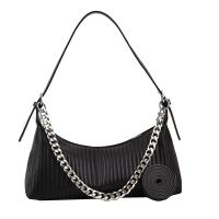 PU Leather Easy Matching Shoulder Bag attached with hanging strap striped PC