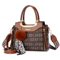 PU Leather Easy Matching Handbag with hanging ornament & attached with hanging strap letter PC