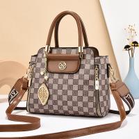 PVC hard-surface Handbag large capacity & attached with hanging strap plaid PC